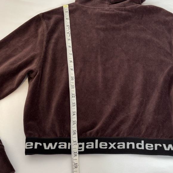 Alexander Wang Stretched Corduroy Elastic waist Logo Cropped Hoodie size small - Picture 11 of 13